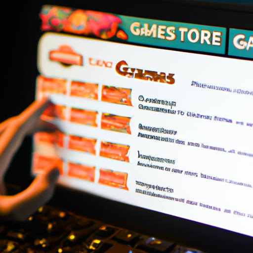 1. אדם גולש במשחקים שונים בחנות משחקים מקוונת.